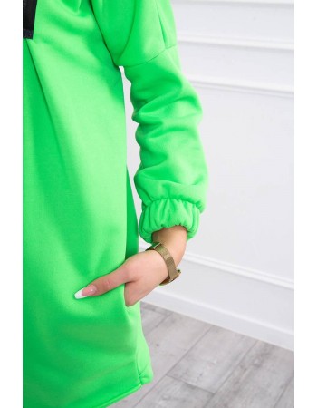 Mikina s krátkym zipsom zelený neón, Zelená / Neon