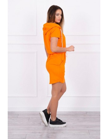 Viazané šaty s kapucňou oranžový, Oranžový