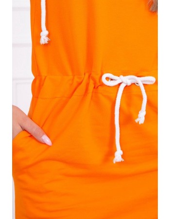 Viazané šaty s kapucňou oranžový, Oranžový