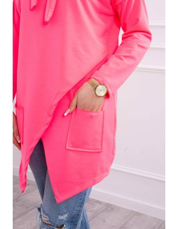 Tunika s prednou obálkou Oversize ružový neón, Ružový / Neon
