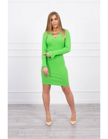 Šaty so zlatou retiazkou zelený neón, Zelená / Neon