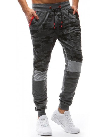 Spodnie męskie dresowe camo antracytowe Dstreet UX3628