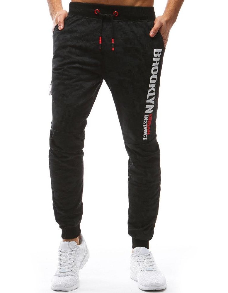 Spodnie męskie dresowe camo czarne Dstreet UX3631