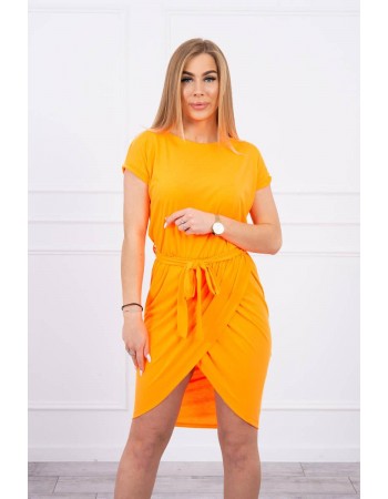 Viazané šaty so skladanou spodnou časťou oranžový neón, Oranžový / Neon