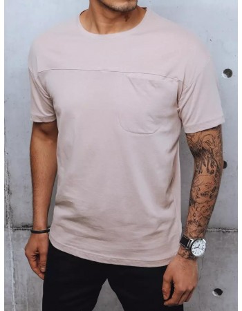 T-shirt męski bez nadruku różowy Dstreet RX4837