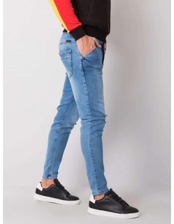 LIWALI Jasnoniebieskie jeansy męskie z przetarciami