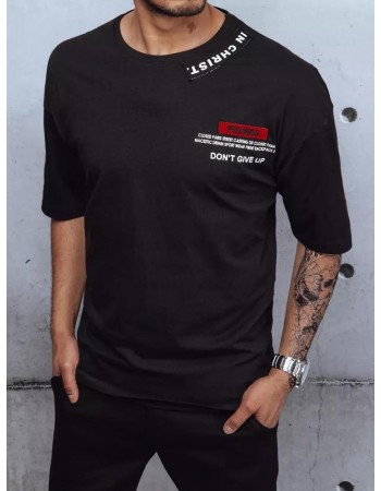 Pánské tričko s potiskem a nášivkami černé Dstreet RX4608z
