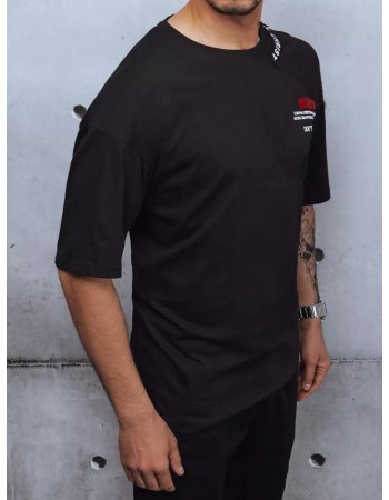 Pánské tričko s potiskem a nášivkami černé Dstreet RX4608z