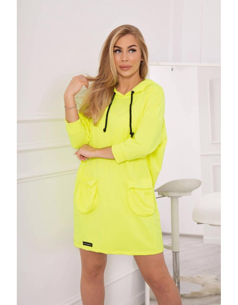 Šaty s kapucňou žltý neón, Neon Žltá