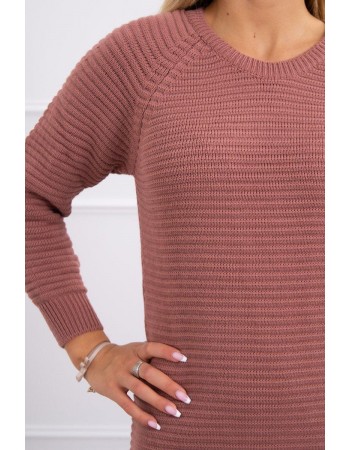 Pruhovaný sveter šaty tmavo ružová, Ružový / Tmavý