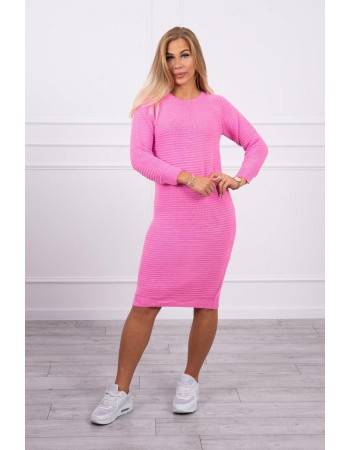 Pruhovaný sveter šaty ružová, Ružový
