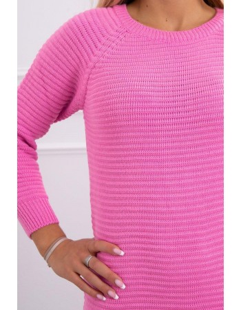 Pruhovaný sveter šaty ružová, Ružový