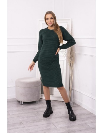 Pruhovaný sveter šaty tmavozelený, Zelená / Tmavý