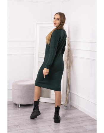 Pruhovaný sveter šaty tmavozelený, Zelená / Tmavý