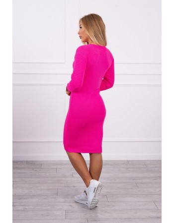 Pruhovaný sveter šaty ružový neón, Ružový / Neon