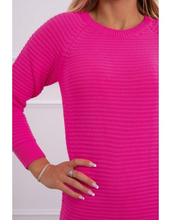 Pruhovaný sveter šaty ružový neón, Ružový / Neon