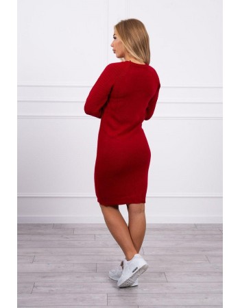 Pruhovaný sveter šaty červená, Červená