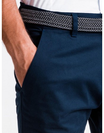 Elegantné pánske chino nohavice P830 - nármonícka modrá, veľ. S