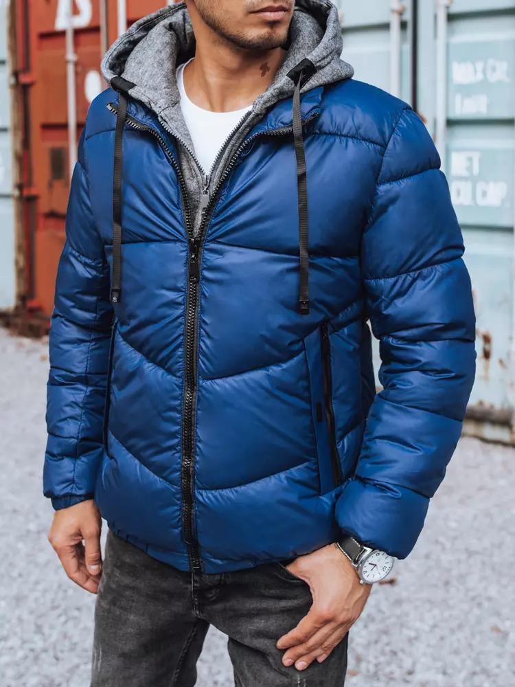 Pánska zimná bunda s kapucňou TX3827 - modrá - XL